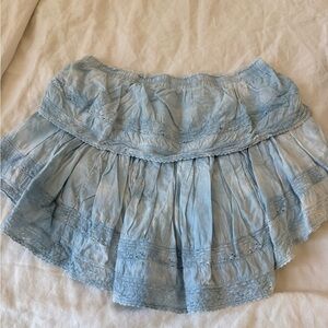LoveShackFancy Light Blue Mini Skirt